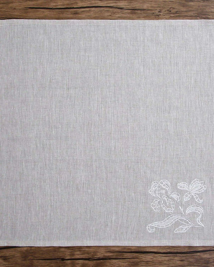 Iris Blossom Embroidered Linen Napkin Collection - Luxurious European Flax Tableware