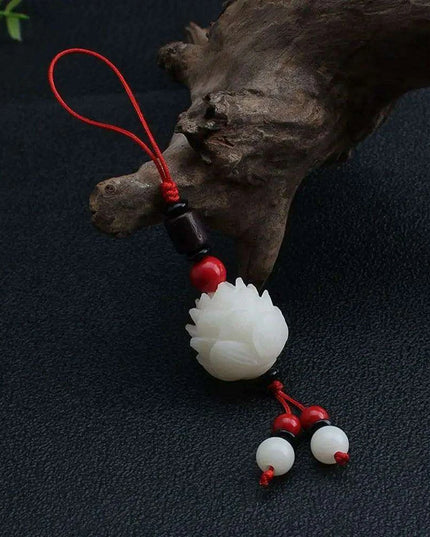 Bodhi Root Fortune Cat Paw Keychain - Traditional Chinese Lucky Amulet