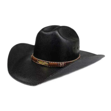 Classic Waterproof Cowboy Hat with Unique Cowhead Detail - Trendy Straw Sun Protection Accessory