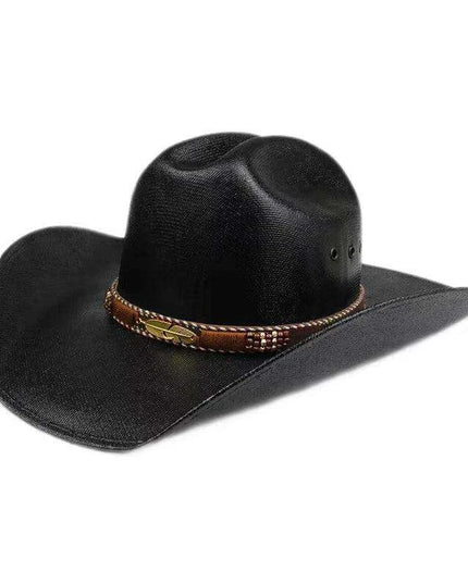Classic Waterproof Cowboy Hat with Unique Cowhead Detail - Trendy Straw Sun Protection Accessory