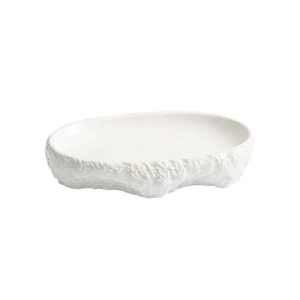 Nature-Inspired Textured White Ceramic Dinner Plate for Elegant Dining
