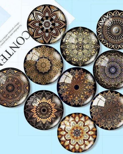 Luxurious Golden Glass Cabochon Set - 10 Pieces for Stunning Jewelry Creations