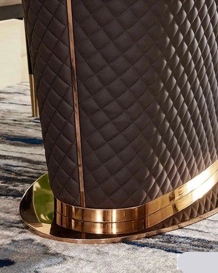 Genuine Leather Chairs & Elegant Marble Table with Stainless Steel Accents
