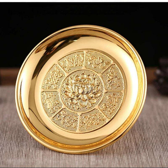 Elegant Lotus Metal Offering Dish for Spiritual Serenity and Home Decor