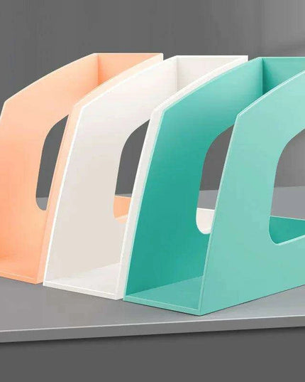 Sleek Plastic Desktop Book Organizer - Versatile Document and Magazine Storage Solution for School and Office