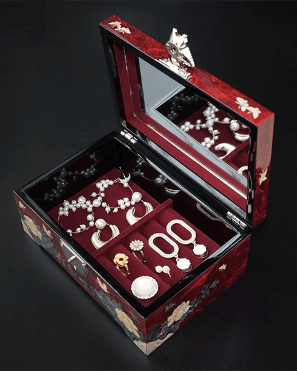 Luxury Mother of Pearl Jewelry Box with Mirror - Ideal Gift for Organizing Earrings, Necklaces, Rings & More