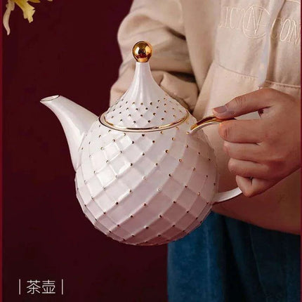 Elegant European Bone China Coffee and Tea Set with Chic Ceramic Teapot