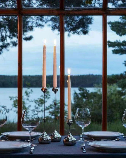 Contemporary Silver Teardrop Candle Holder for Elegant Home Decor