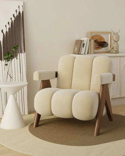 Luxurious Japanese Cream Single Sofa Chair - Chic Scandinavian Moroccan Aesthetic
