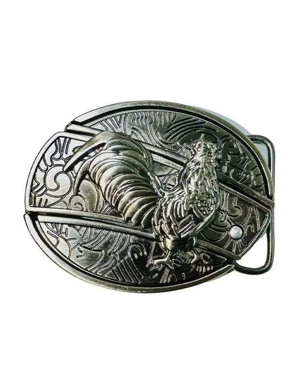 Retro Punk Cowboy Style Metal Buckle Belt for Men - Customizable Fit with Unique Embossed Detailing