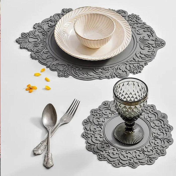 Elegant Embossed Flower Silicone Placemats - Enhance Your Dining Experience
