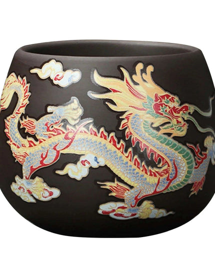 Artisan Dragon and Phoenix Purple Clay Teapot for Traditional Kung Fu Tea Ceremony