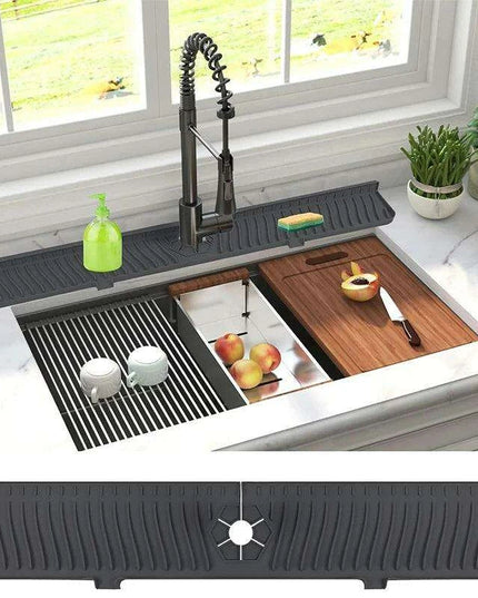 Versatile Silicone Splash Guard Mat with Drip Catcher for Kitchen and Bath