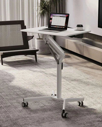 Mobile Height-Adjustable Laptop Desk with Gas Spring Lift for Versatile Home and Office Use