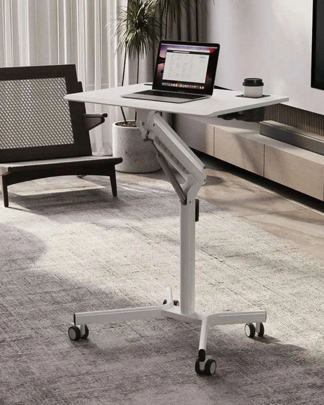 Mobile Height-Adjustable Laptop Desk with Gas Spring Lift for Versatile Home and Office Use