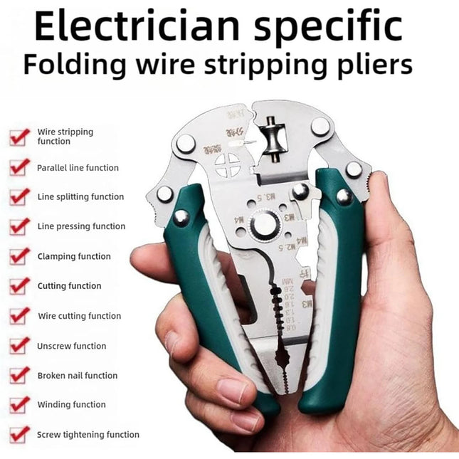 Foldable 18-in-1 Wire Stripping Pliers & Crimping Tool