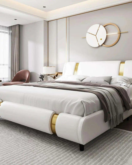 Elegant Golden Upholstered Adjustable Bed Frame