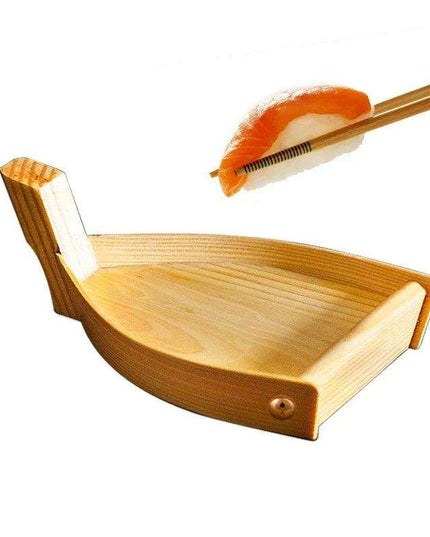 Chic Wooden Sushi Serving Tray - Artistic Dishware for Asian Culinary Experiences