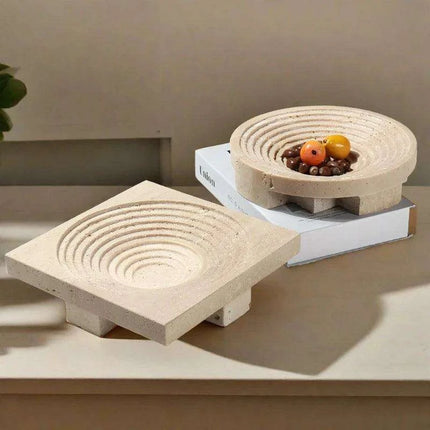 Sophisticated Travertine Serving Tray: A Chic Storage and Decor Essential