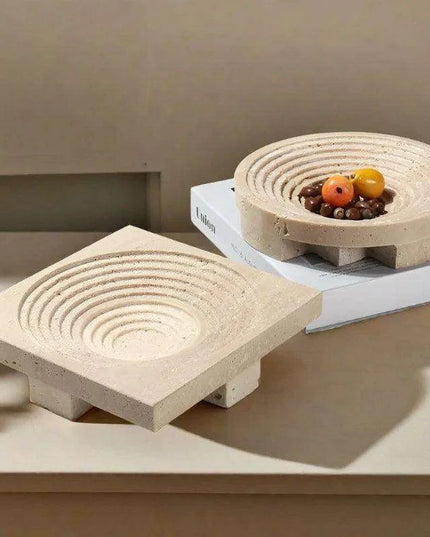 Sophisticated Travertine Serving Tray: A Chic Storage and Decor Essential