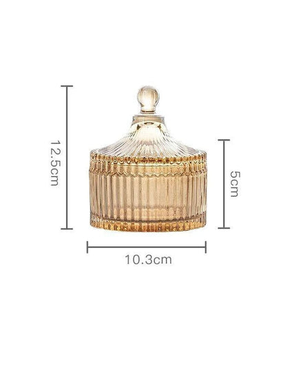 Amber Radiance Crystal Glass Storage Jar with Lid for Jewelry and Event Decor