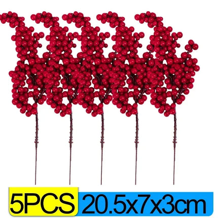 Christmas Red Berries Branch Fake Plants Flowers Artificial Holly Berry Stamen Wreath Ornaments for Xmas Tree Party Home Decor christmas-red-berries-branch-fake-plants-flowers-artificial-holly-berry-stamen-wreath-ornaments-for-xmas-tree-party-home-decor