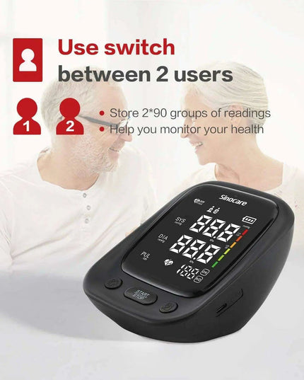 Sinocare Smart Health Blood Pressure Monitor with Heart Rate and Pulse Tracking for Home Use