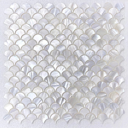 Natural Shell Mosaic Fish Scale Wall Art – 30×30 cm