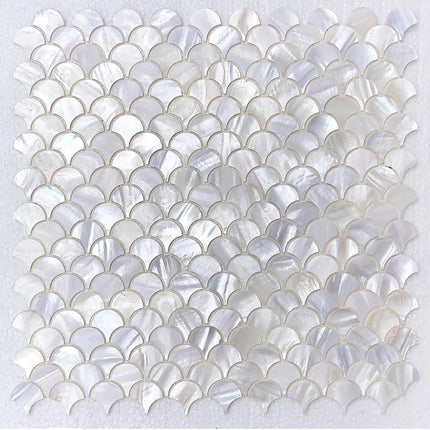 Natural Shell Mosaic Fish Scale Wall Art – 30×30 cm