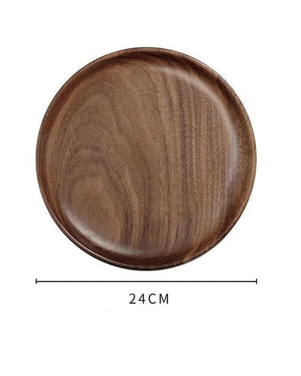 Elegant Japanese Walnut Round Serving Platter for Upscale Events