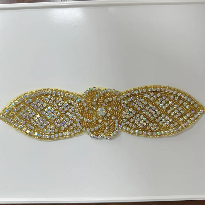 1 Piece AB Silver Rhinestone Flower Applique Patch for Ironing or Sewing