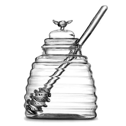 Sleek 15oz Glass Honey Dispenser with Dipper and Airtight Lid