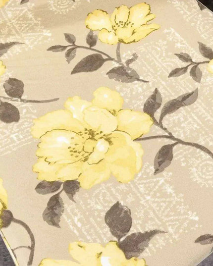Nordic Floral Stretch Chair Slipcover in Yellow and Tan