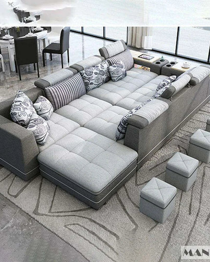 Innovative Bluetooth U-Shaped Convertible Sofa Bed with Integrated Sound System - Customize Your Ideal Hue!