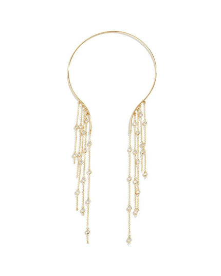 Vintage Gothic Star Crystal Necklace with Sequined Tassel Detail