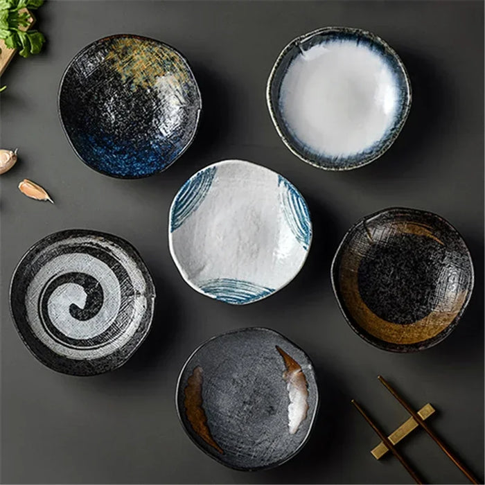 Elevated Japanese Ceramic Snack Plate Set with High-Footed Saucer