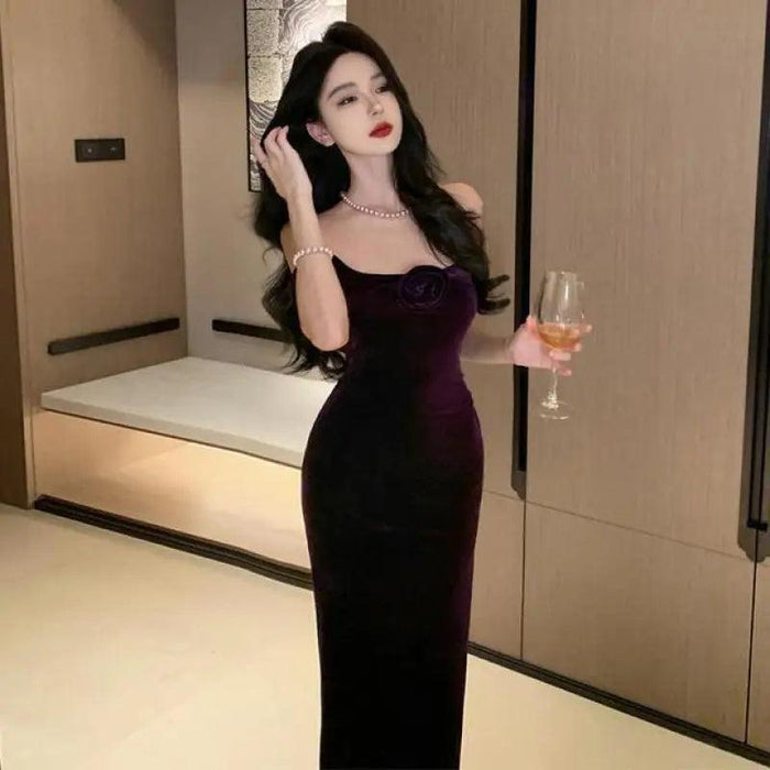 Chic Y2K Inspired Spaghetti Strap Midi Dress for Women - Ideal for Summer Evenings