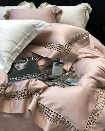 Exquisite Houndstooth Egyptian Cotton Luxury Bedding Collection - Duvet Cover, Sheets & Pillowcases, 100S Quality