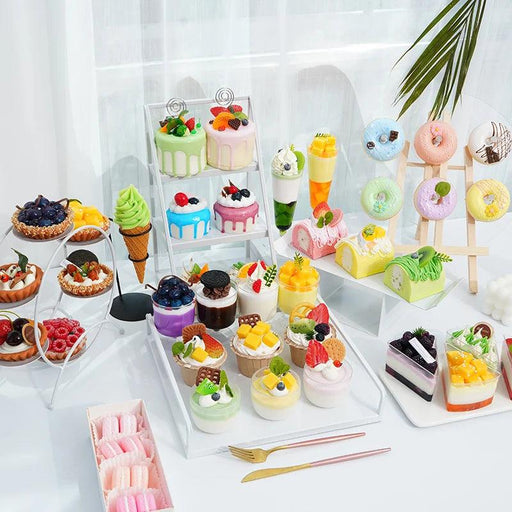 Whimsical Set of 6 Colorful PU Mousse Cake Magnets for Creative Home Styling and Photography