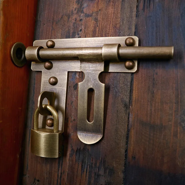 Antique Solid Brass Door Bolt Set Single Door Sliding Latch with Strike Plate & Keyhole Wooden Door Hardware for Furniture antique-solid-brass-door-bolt-set-single-door-sliding-latch-with-strike-plate-keyhole-wooden-door-hardware-for-furniture