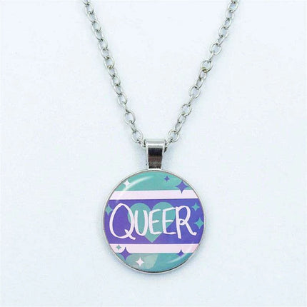 Vibrant Customizable Rainbow Glass Pendant Necklace for Love and Pride Celebration