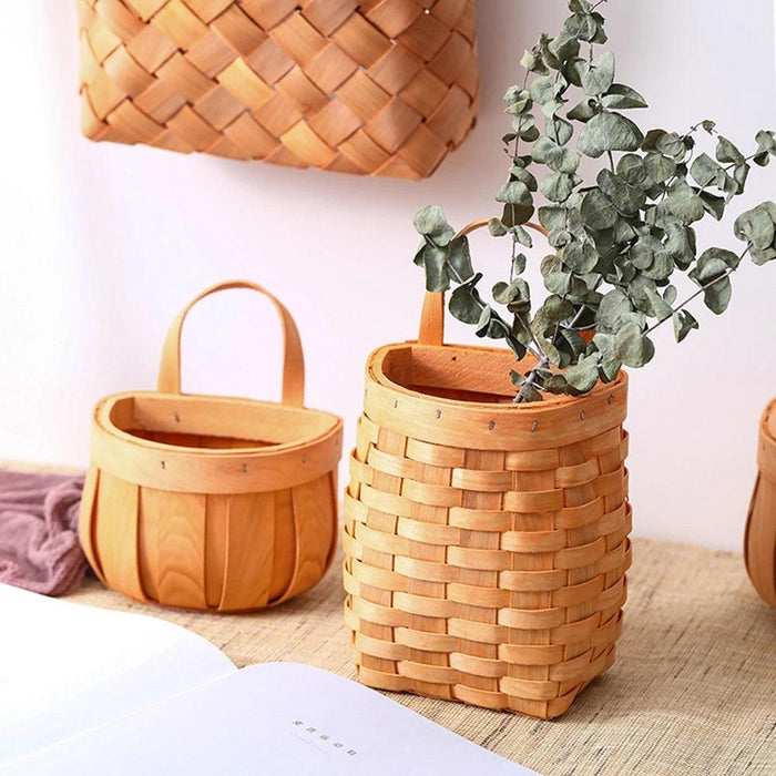Woven Bamboo Wall Baskets for Elegant Plant and Flower Arrangement