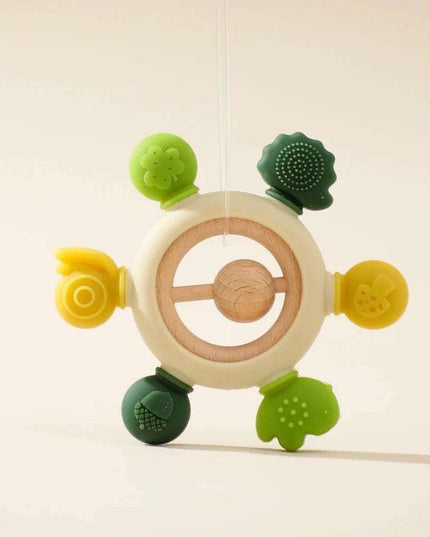 Eco-Friendly Handmade Crochet Baby Rattle with Wooden Teether