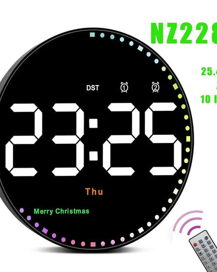 Stylish 10" or 12" Digital LED Wall Clock with Dual Alarms, Temperature Display, and Calendar for Modern Home Decor