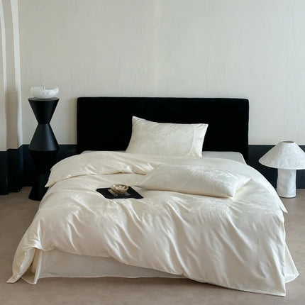 Long Staple Cotton Jacquard Bedding Set – Luxury Duvet Cover, Bedsheet & Pillowcases