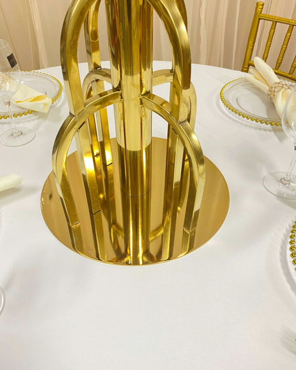 Elegant Gold Floral Display Set with Arch Tree Stand for Weddings