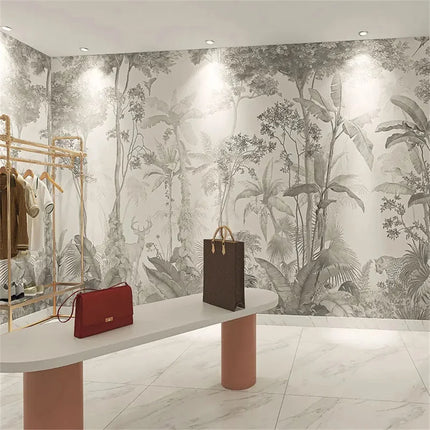 3D French Forest Landscape Wallpaper Mural – Hand-Painted, Custom Size