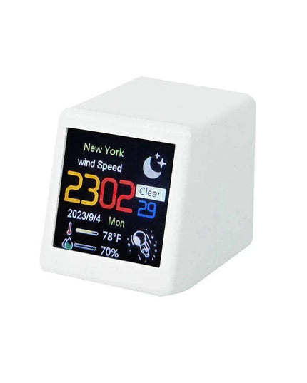 Compact Smart WIFI Weather Station Clock with Customizable GIFs and Photo Album for Gaming Spaces