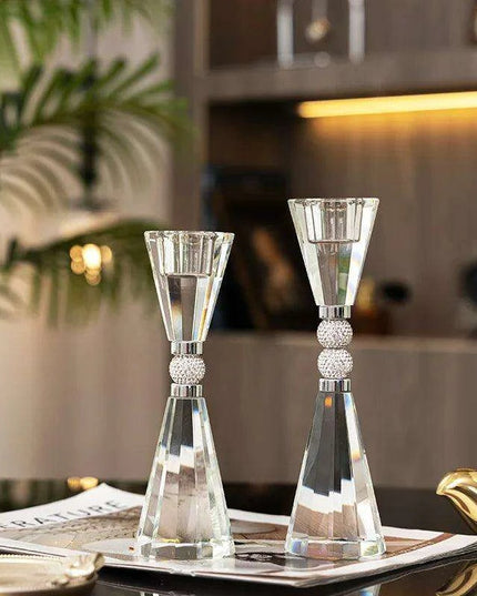 Glistening Golden Lotus Candle Stand with Crystal Floral Details - Exquisite Wedding Centerpiece