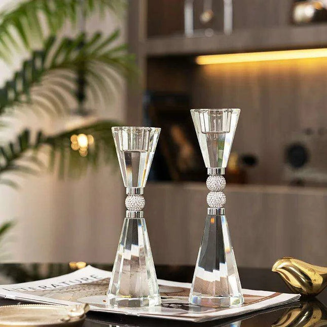 Glistening Golden Lotus Candle Stand with Crystal Floral Details - Exquisite Wedding Centerpiece